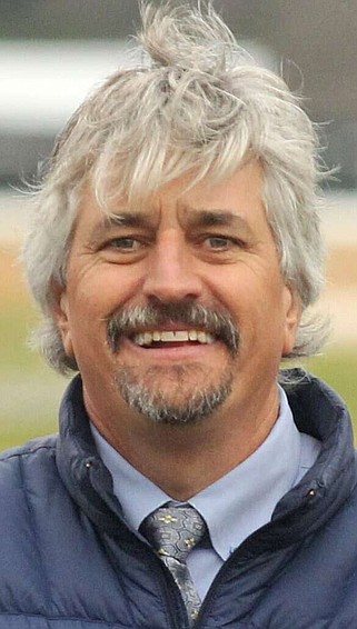 Trainer Steve Asmussen is pictured after winning the Bayakoa Stakes at Oaklawn Park on February 18, 2019. (The Sentinel-Record/File photo)